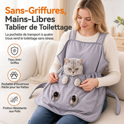 📢📢40% DE RÉDUCTION !! ⏰ Tablier de câlins pour animaux de compagnie — Avec ouvertures pour les pattes, résistant aux griffures, pour un toilettage sans utiliser les mains