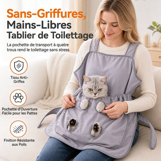 📢📢40% DE RÉDUCTION !! ⏰ Tablier de câlins pour animaux de compagnie — Avec ouvertures pour les pattes, résistant aux griffures, pour un toilettage sans utiliser les mains