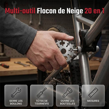 🧰❄️ Multi-outil flocon de neige 20-en-1 – Format de poche, acier robuste et réparations pratiques