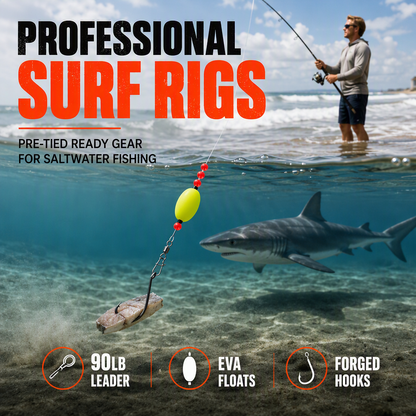 📢📢40% DE RÉDUCTION !! ⏰ Kit de Pêche Surf 6 Packs – Montages Pré-Noués, Flotteurs Haute Flottabilité & Hameçons Forgés for Carrelet, Bar et Poissons d'Eau Salée ✨🐟