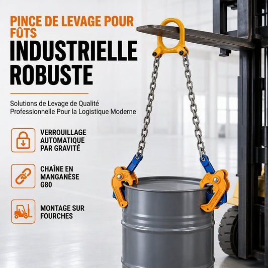 📢📢40% DE RÉDUCTION !! ⏰ Dispositif de levage pour fûts destiné aux chariots élévateurs et aux grues, adapté aux fûts en acier et en métal, outil de manutention de fûts fabriqué par forgeage à l'estampage