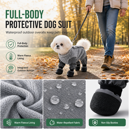 ⏳Limited-time 50% off⏰Waterproof Four-Legged Dog Jumpsuit with Covered Feet Dirtproof Warm Autumn Winter Pet Smock with Leash Hole🦮🎽