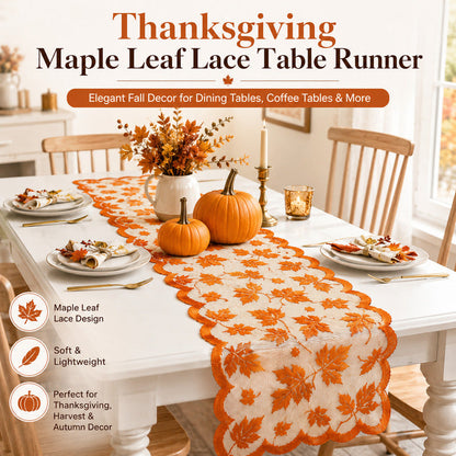 Autumn Maple Leaf Lace Table Runner and Placemat Set