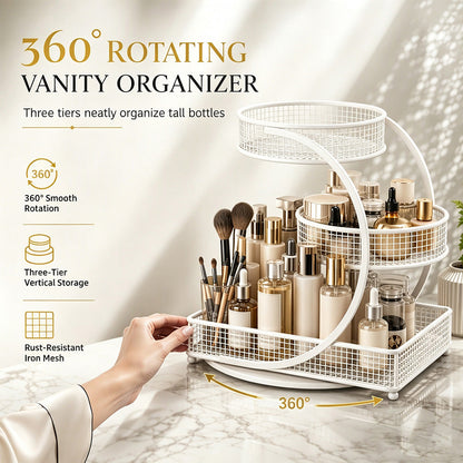 📢📢40% DE RÉDUCTION !! ⏰Étagère organisateur de cosmétiques rotative pour coiffeuse et plan de travail de salle de bain – Rangement maquillage et soins de la peau