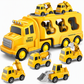 📢📢40% DE RÉDUCTION !! ⏰Coffret camion porte-voitures à inertie pour enfants – 1 grand camion de transport et de rangement et 6 petites voitures