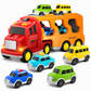 📢📢40% DE RÉDUCTION !! ⏰Coffret camion porte-voitures à inertie pour enfants – 1 grand camion de transport et de rangement et 6 petites voitures