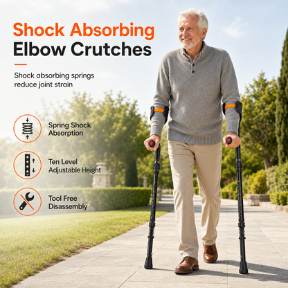 🩹 PROMO FLASH : 50% DE RÉDUCTION ! Béquille Anglaise Pliable avec Amortisseur à Ressort – Tube en Aluminium, Appui Antébrachial & Structure Démontable for une Aide à la Marche Compacte et Réglable ✨🚶
