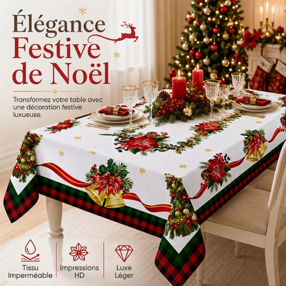 🎄🍽️ Nappe de Noël en Polyester – Déperlante, Réutilisable et Disponible en 7 Dimensions