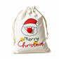 📢📢50% DE RÉDUCTION !! ⏰Sacs cadeaux de Noël à cordon en coton et lin avec motifs élan au nez rouge et Père Noël pour friandises festives 15x20 cm