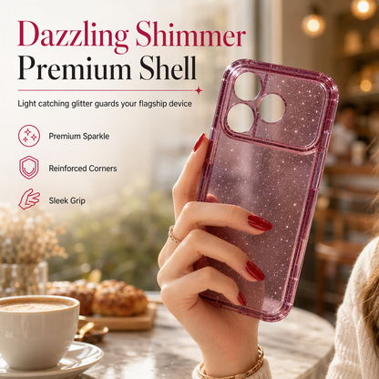 ✨ Glitter Shockproof Phone Case: Sparkling Shell, Corner Defense, Lens Protection, Anti-Yellowing