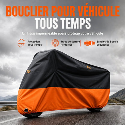📢📢40 % DE RÉDUCTION !! ⏰ Housse de Moto avec Passages pour Antivol – Tissu Oxford, Boucle de Maintien et Détails Réfléchissants