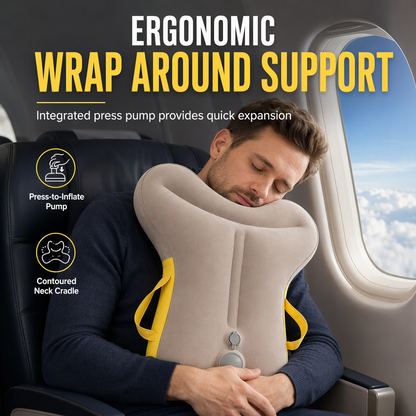 Portable Inflatable Travel Pillow Foldable Upright Face Down Sleeping Pillow for Airplane Car Camping and Office Naps