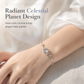 📢📢50% DE RÉDUCTION !! ⏰Bracelet Planète & Étoile en Argent 925 – Pavé de Cristaux Zircon, Chaîne Ajustable & Hypoallergénique for un Bijou Poétique Céleste au Quotidien ✨