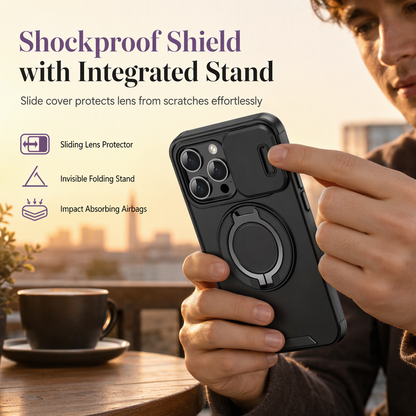 📢📢40% DE RÉDUCTION !! ⏰Coque Antichoc pour Téléphone avec Cache Caméra Coulissant et Support