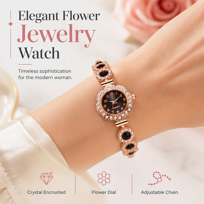 📢📢50% DE RÉDUCTION !! ⏰Montre élégante pour femme avec lunette florale en strass