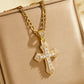 📢📢40 % DE RÉDUCTION !! ⏰Collier Pendentif Croix Hip-Hop Double Rang en Strass avec Chaîne Figaro