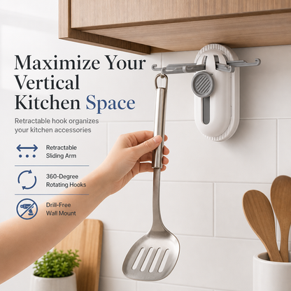 📢📢1 acheté，1 offert !! ⏰Wall Mounted Five Claw Retractable Adhesive Hook Storage Rack