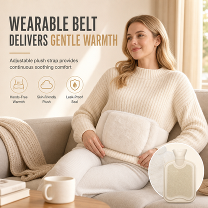 📢📢50 % DE RÉDUCTION !! ⏰Bouillotte en caoutchouc avec housse en fausse fourrure douce (façon lapin) et ceinture chauffante pour la taille
