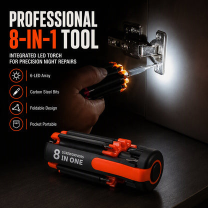 📢📢40 % DE RÉDUCTION !! ⏰Tournevis Multifonction avec Lampe LED Intégrée