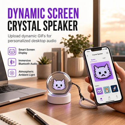 📢📢 -50 % !! ⏰ Enceinte boule de cristal à écran personnalisable : Bluetooth, éclairage LED, affichage de photos et de GIF