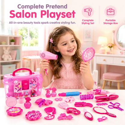 📢📢 50% DE RÉDUCTION 🎨 Coffret Salon de Coiffure pour Enfants – Sèche-Cheveux Jouet et Accessoires de Beauté pour Jeu d'Imitation Créatif