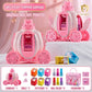 📢 42% de Réduction – Coffret de Maquillage Enfant Lavable Princesse avec Mallette Dépliable et Tampon à Ongles Magique
