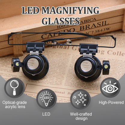 📢📢40 % DE RÉDUCTION !! ⏰Lunettes Loupe Grossissante 20x avec Éclairage LED